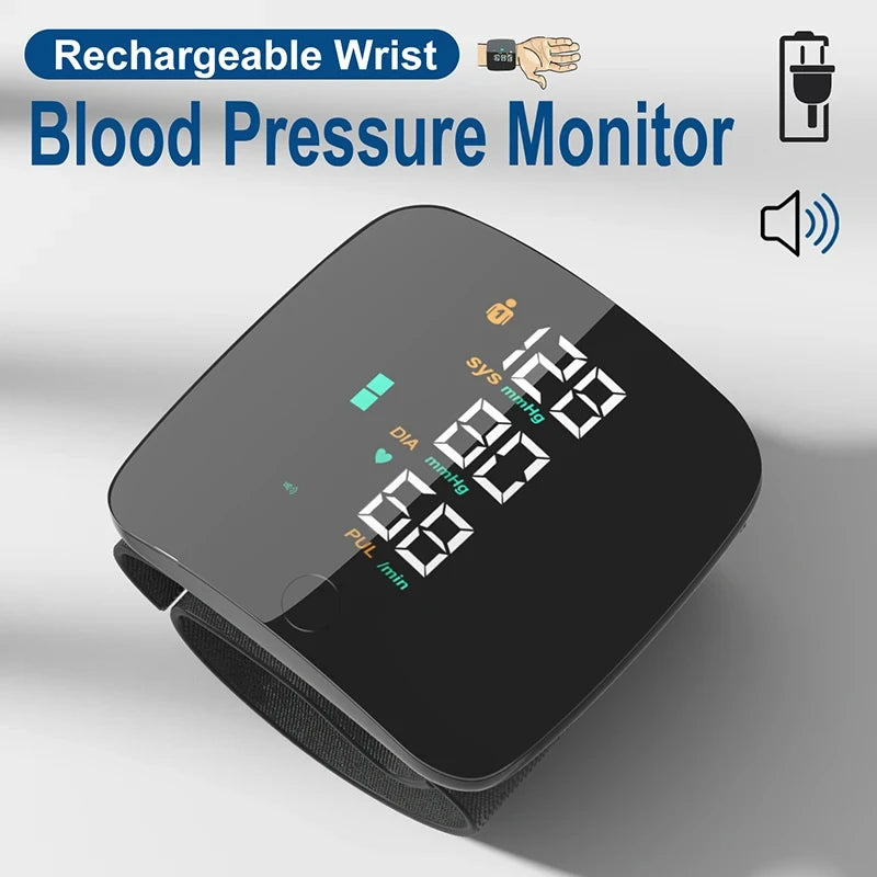 HealthTrack Pro Smart Wrist Blood Pressure Monitor - Touch LED Screen