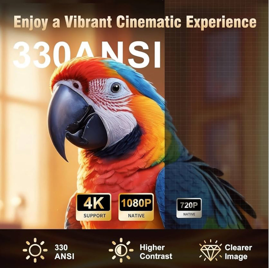 Vaitur™ Next Gen Ultra Pro Smart Mini Projector | 330 ANSI, Android 11, Wifi6