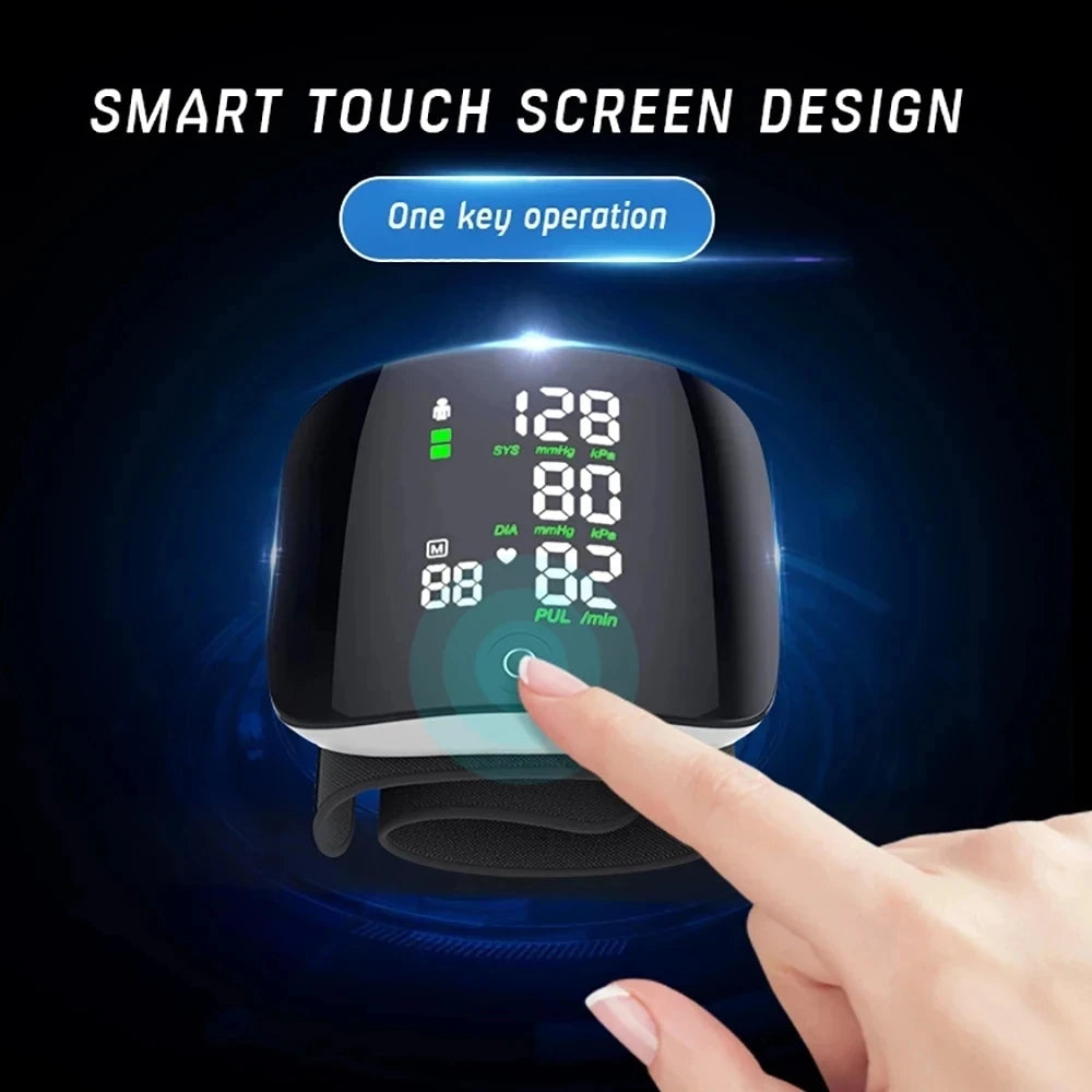 HealthTrack Pro Smart Wrist Blood Pressure Monitor - Touch LED Screen