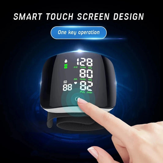 HealthTrack Pro Smart Wrist Blood Pressure Monitor - Touch LED Screen