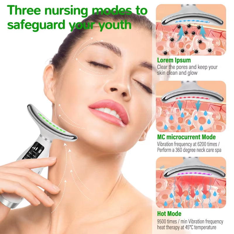 Vaitur™ Neck & Face Lifting Massager | 7 Light Modes, EMS Microcurrent